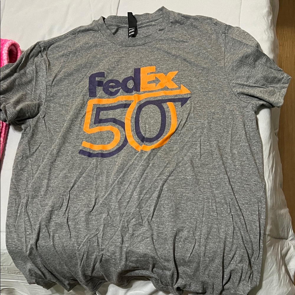 District Gray FedEx Tee with Orange and Purple Graphic